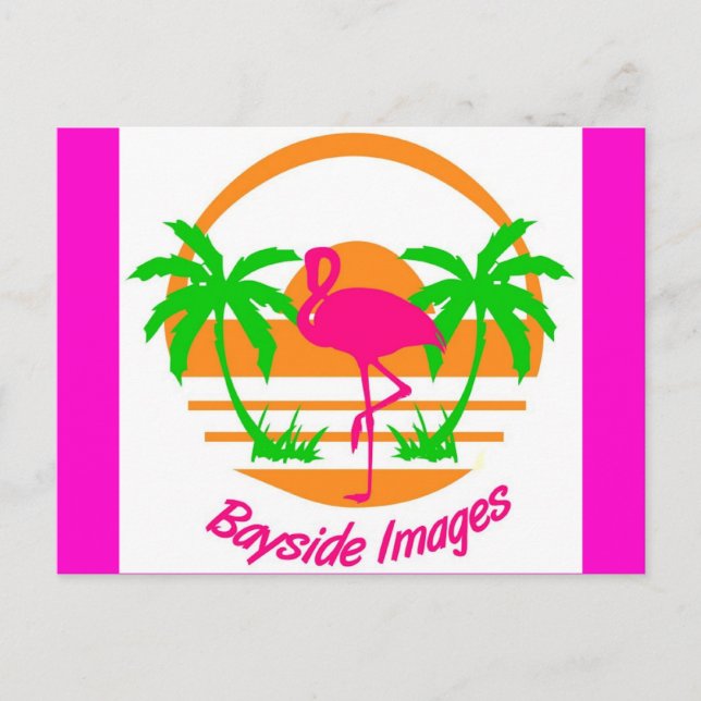 BAYSIDE IMAGES PINK FLAMINGO POST CARD (Front)
