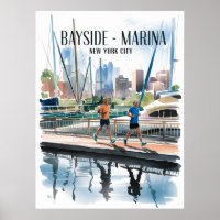 Bayside Marina Jogging Watercolor