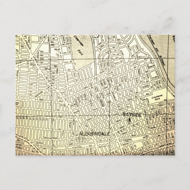 Bayside, Queens, NY Vintage Map Postcard (Front)