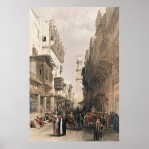 Bazaar of the coppersmiths Cairo by David Roberts Poster