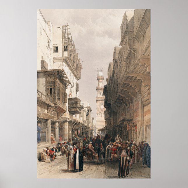 Bazaar of the coppersmiths Cairo  by David Roberts Poster (Front)