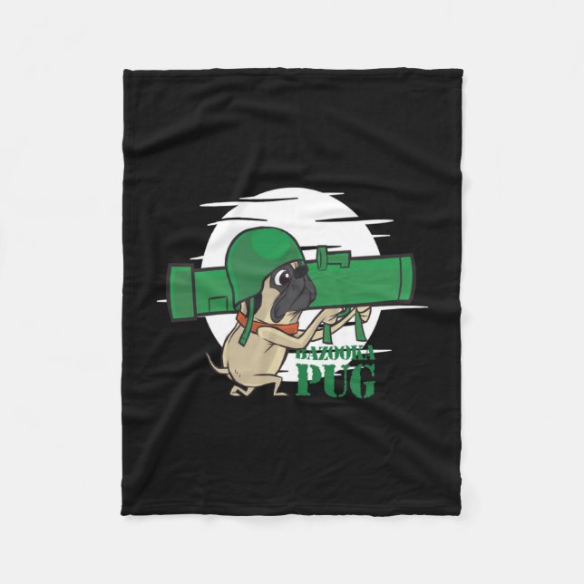 Bazooka Pug Funny Pug Dog Fleece Blanket (Front)