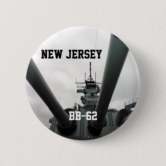 BB-62 Battleship New Jersey 2 Inch Round Button (Front)