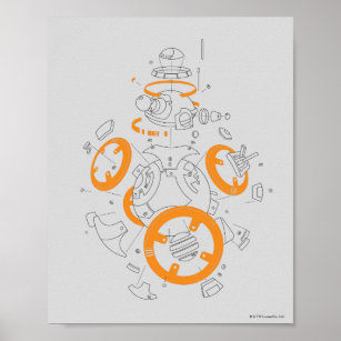 BB-8 Exploded View Drawing Poster