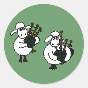 BB- Awesome Sheep Playing Bagpipes Classic Round Sticker