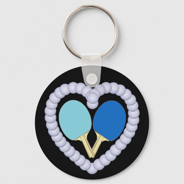 BB Ping Pong Paddle Heart Keychain (Front)
