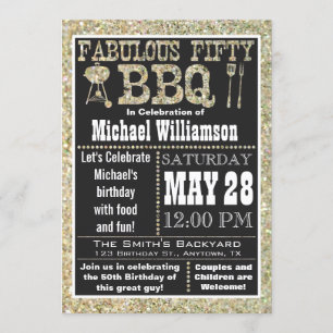BBQ 50th Birthday Party Invitation