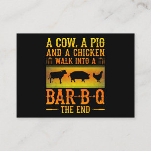 BBQ   A Cow A Pig And A Chicken Walk Into A BBQ Business Card