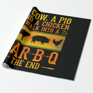 BBQ | A Cow A Pig And A Chicken Walk Into A BBQ Wrapping Paper