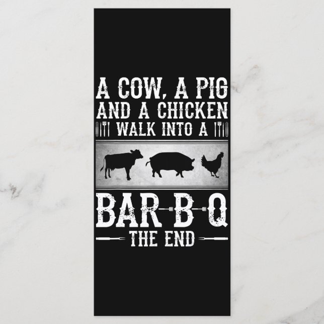 BBQ | A Cow A Pig And A Chicken Walk Into BBQ Menu (Front)