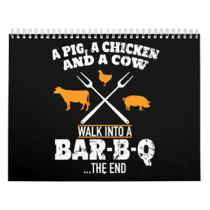 BBQ   A Pig A Chicken And A Cow Funny BBQ Calendar