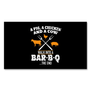BBQ   A Pig A Chicken And A Cow Funny BBQ Magnetic Business Card