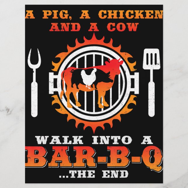 BBQ | A Pig And A Chicken Walk Into A Bar BBQ Flyer (Front)