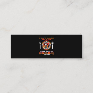 BBQ   A Pig And A Chicken Walk Into A Bar BBQ Mini Business Card