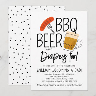 BBQ and Beer Baby Shower Invitation Watercolor