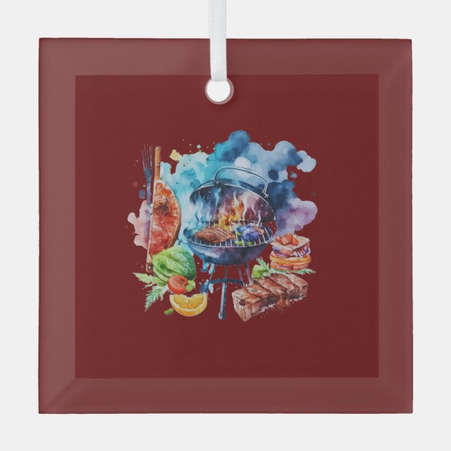BBQ and grill Glass Ornament (Front)