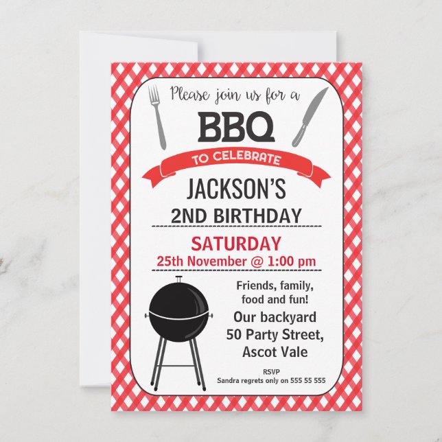 BBQ Anniversaire Fête Invitation (Devant)