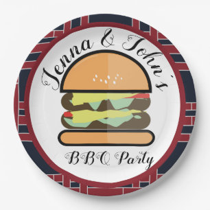BBQ Baby Q Barbecue Party Birthday Baby Shower Paper Plate
