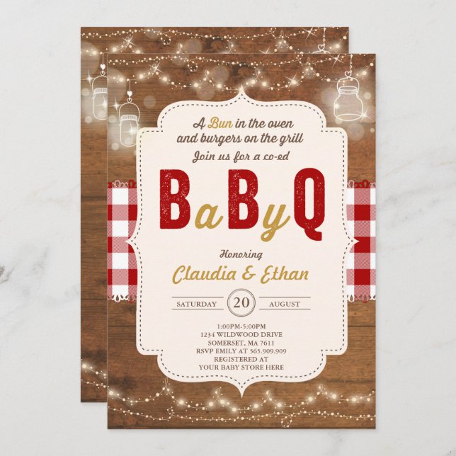 BBQ Baby Shower Invitation Baby Q Couples Shower (Front/Back)