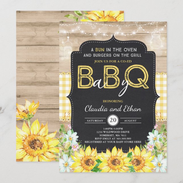 BBQ Baby Shower Invitation Baby Q Couples Shower (Front/Back)