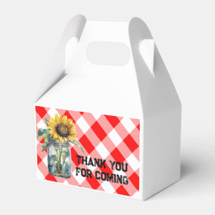 BBQ baby shower red plaid gingham thank you Favor Box
