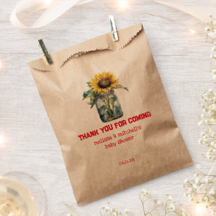 BBQ Baby Shower Sunflower mason jar thank you Favour Bag