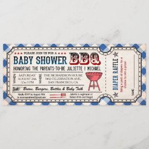 BBQ Baby Shower Ticket Diaper Raffle Invitations