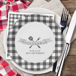 BBQ Baby Shower Vintage Typography Grey Plaid Paper Plate<br><div class="desc">BBQ Baby Shower paper plates in gender neutral grey and white. The template has fully editable wording and the design elements are perfect for a Bbq baby shower, backyard baby shower, outdoor picnic etc.. This charming rustic design has vintage typography and traditional gingham plaid in grey and white with barbeque...</div>