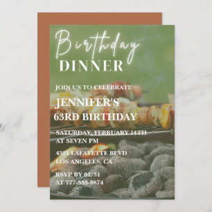 Bbq Backyard Dinner 63rd birthday invitations 