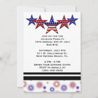 BBQ, Bar-B-Q, Invitation de 4 juillet fête !