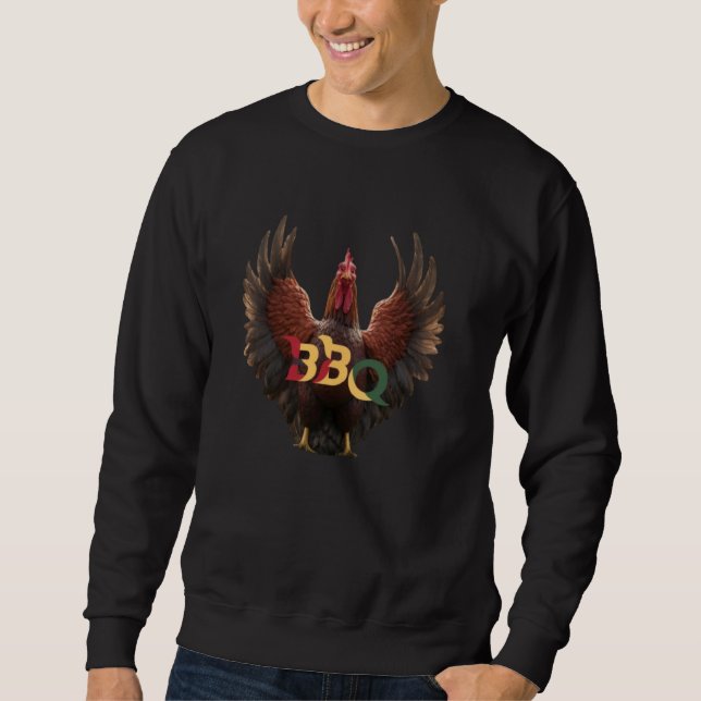 BBQ Barbecue Chicken King Design Sweatshirt (Front)
