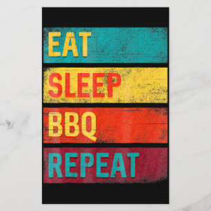 BBQ Barbecue Grilling Gift eat sleep BBQ Stationery