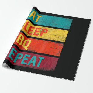 BBQ Barbecue Grilling Gift eat sleep BBQ Wrapping Paper