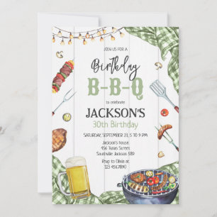 BBQ Barbeque Grill Backyard Birthday Party Invitation