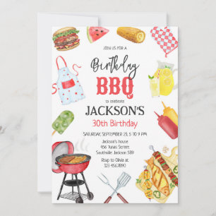 BBQ Barbeque Grill Backyard Birthday Party  Invitation