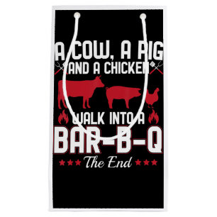 BBQ BBQ Dad Joke A Cow A Pig And A Chicken Small Gift Bag