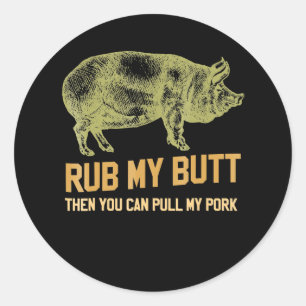 BBQ   BBQ Grill Pig Funny Pork Id Smoke That Roast Classic Round Sticker