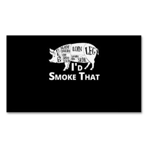 BBQ   BBQ Grill Pig Pork Id Smoke That Gift Men Magnetic Business Card