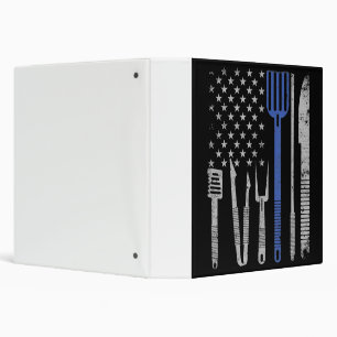 BBQ BBQ Grill Pork With USA Flag Cooking Chef Binder