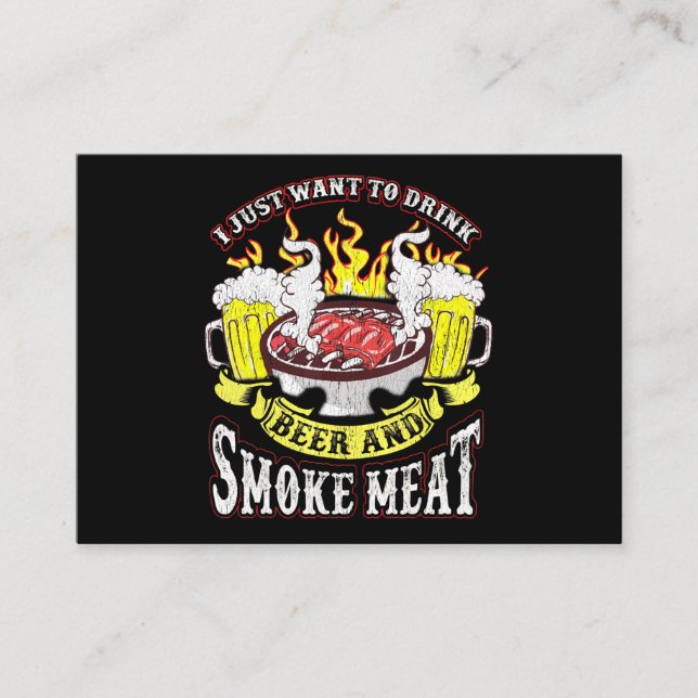 BBQ | BBQ Grilling Beer Smoke Meat Funny Quotes Business Card (Front)