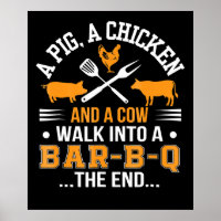 BBQ | BBQ Lover Pig Chicken Cow Walk Into bar BBQ
