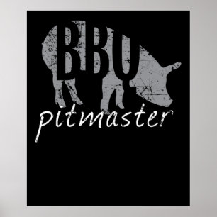 BBQ   BBQ Pitmaster Pig Grilling Grill Fars Day Poster