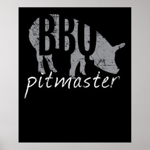 BBQ   BBQ Pitmaster Pig Grilling Grill Fars Day Poster