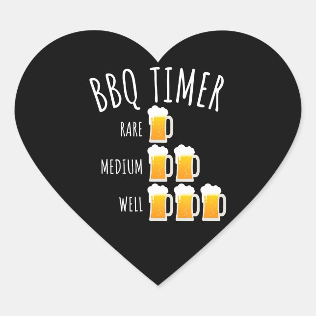 BBQ | BBQ Timer Beer Drinking Funny Grilling Heart Sticker (Front)