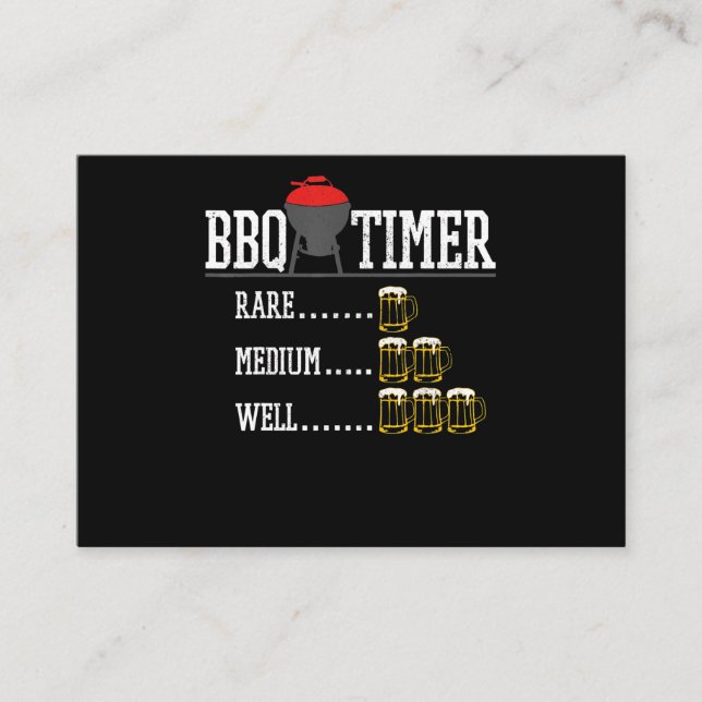 BBQ | BBQ Timer Funny Beer Steak Grilling Grill Business Card (Front)