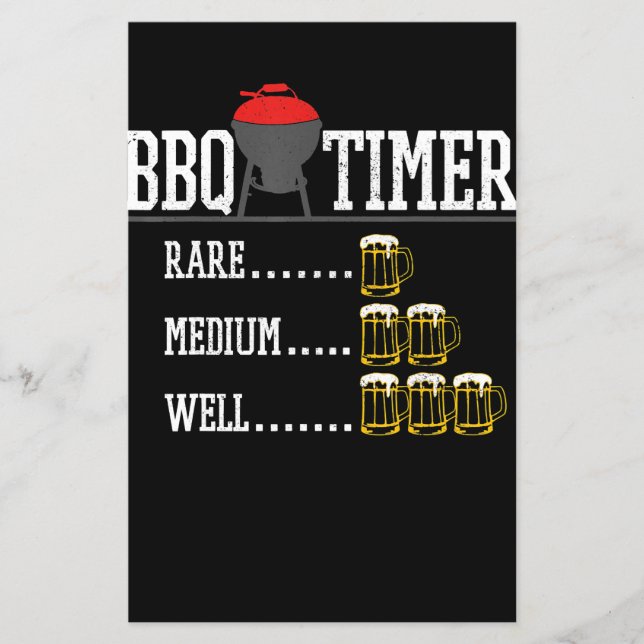 BBQ | BBQ Timer Funny Beer Steak Grilling Grill Flyer (Front)