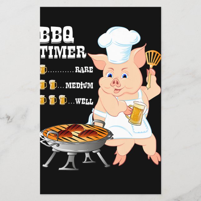 BBQ | BBQ Timer Pig Grill Barbecue Beer Lover Men Flyer (Front)
