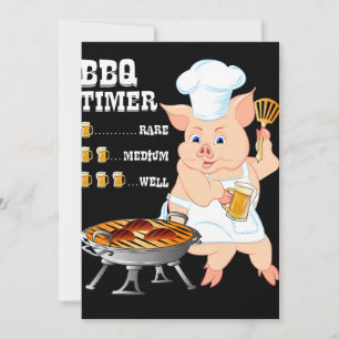 BBQ   BBQ Timer Pig Grill Barbecue Beer Lover Men Holiday Card