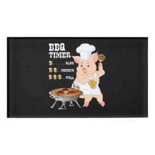BBQ BBQ Timer Pig Grill Barbecue Beer Lover Men Name Tag