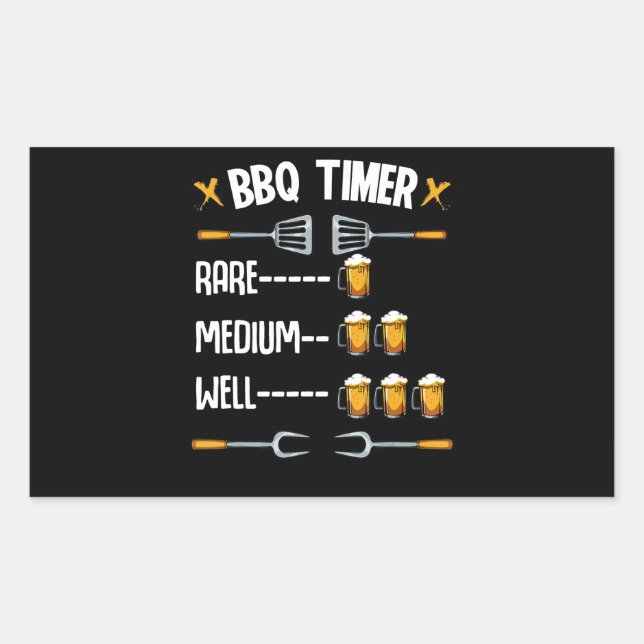 BBQ | BBQ Timer Rare Medium Well Beer Drinker Sticker (Front)